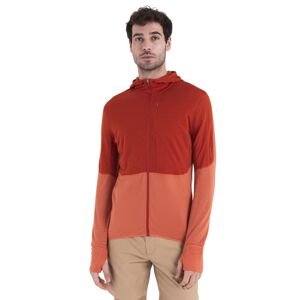 Pánská merino mikina s kapucí, zip ICEBREAKER Mens Merino 200 Realfleece™ Descender LS Zip Hoodie, Molten/Ember/Cb velikost: L