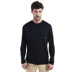 Pánské merino triko dlouhý rukáv ICEBREAKER Mens Merino 150 Tech Lite III LS Relaxed Pocket Tee, Black velikost: S