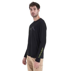 Pánské merino triko dlouhý rukáv ICEBREAKER Mens Merino 150 Tech Lite III LS Tee Peak Glow, Black velikost: L