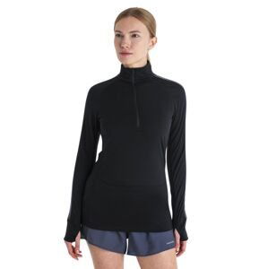 Dámské merino triko dlouhý rukáv, 1/2 zip ICEBREAKER Wmns Merino 125 ZoneKnit™ LS Half Zip, Black/Graphite/Cb velikost: L