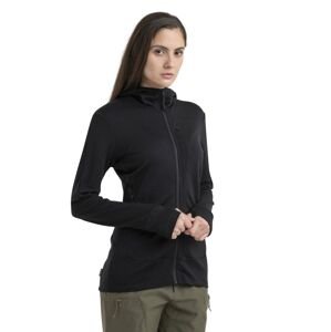 Dámská merino mikina s kapucí, zip ICEBREAKER Wmns Merino 260 Quantum IV LS Zip Hoodie, Black velikost: L