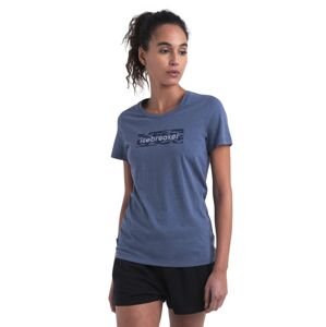 Dámské merino triko krátký rukáv ICEBREAKER Wmns Merino Central Classic SS Tee Glacial Flow Logo, Dawn velikost: L