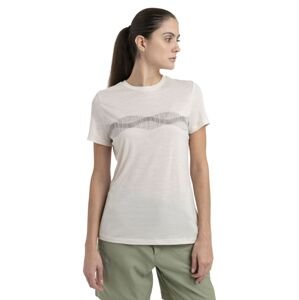 Dámské merino triko krátký rukáv ICEBREAKER Wmns Merino 150 Tech Lite III SS Tee Mountain Lines, Chalk velikost: M