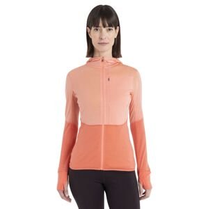 Dámská merino mikina s kapucí, zip ICEBREAKER Wmns Merino 200 Realfleece™ Descender LS Zip Hoodie, Glow/Tang/Cb velikost: XS