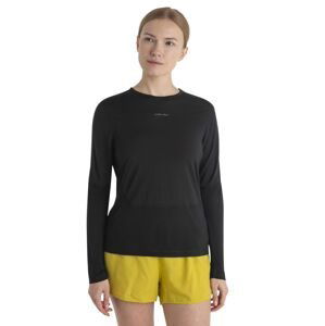 Dámské merino triko dlouhý rukáv ICEBREAKER Wmns Merino 125 ZoneKnit™ Energy Wind LS Tee, Black velikost: XL