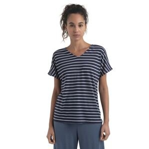 Dámské merino triko krátký rukáv ICEBREAKER Wmns Merino Drayden Reversible SS Top Stripe, Midnight Navy/Snow velikost: M