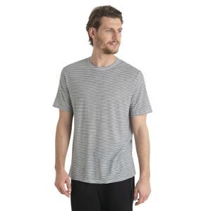 Pánské merino triko krátký rukáv ICEBREAKER Mens Merino Linen SS Tee Stripe, Snow/Midnight Navy velikost: L