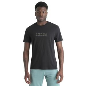 Pánské merino triko krátký rukáv ICEBREAKER Mens Merino Central Classic SS Tee Nature Touring Club, Black velikost: M