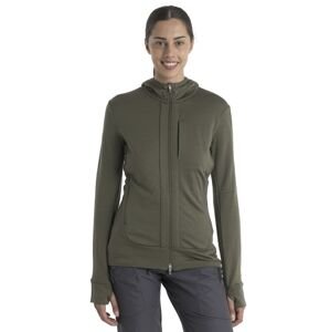 Dámská merino mikina s kapucí, zip ICEBREAKER Wmns Quantum III LS Zip Hood, Loden velikost: S