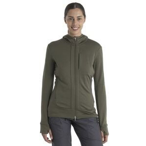 Dámská merino mikina s kapucí, zip ICEBREAKER Wmns Quantum III LS Zip Hood, Loden velikost: XS