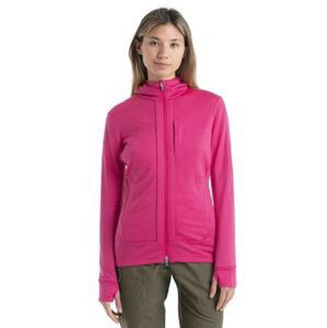 Dámská merino mikina s kapucí, zip ICEBREAKER Wmns Quantum III LS Zip Hood, Tempo/Electron Pink velikost: L