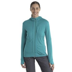 Dámská merino mikina s kapucí, zip ICEBREAKER Wmns Quantum III LS Zip Hood, Flux Green/Ether velikost: XS