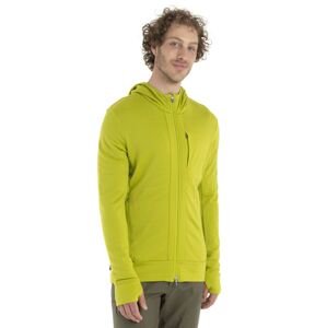 Pánská merino mikina s kapucí, zip ICEBREAKER Mens Quantum III LS Zip Hood, Bio Lime/Loden velikost: L