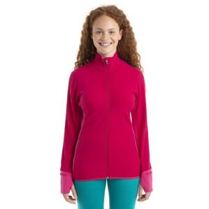 Dámská merino mikina, zip ICEBREAKER Wmns Descender LS Zip, Electron Pink/Tempo velikost: M