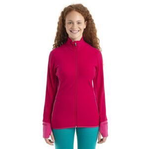 Dámská merino mikina, zip ICEBREAKER Wmns Descender LS Zip, Electron Pink/Tempo velikost: S