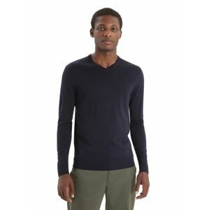 ICEBREAKER Mens Wilcox LS V Sweater, Midnight Navy velikost: XL