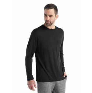 Pánské merino triko dlouhý rukáv ICEBREAKER Mens Granary LS Pocket Tee, Black velikost: L