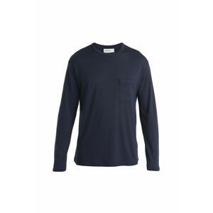 Pánské merino triko dlouhý rukáv ICEBREAKER Mens Granary LS Pocket Tee, Midnight Navy velikost: L