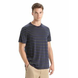 ICEBREAKER Mens Wave SS Tee Stripe, Midnight Navy/Loden velikost: M