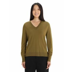 ICEBREAKER Wmns Wilcox LS V Sweater, Algae velikost: S