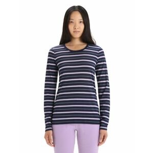 ICEBREAKER Wmns Wave LS Tee Stripe, Midnight Navy/Purplegaz velikost: XL