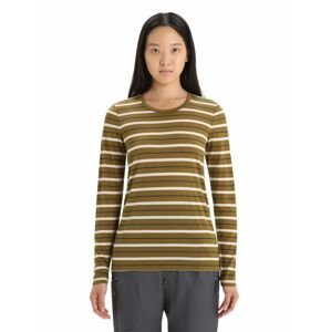 ICEBREAKER Wmns Wave LS Tee Stripe, Algae/Chalk velikost: L