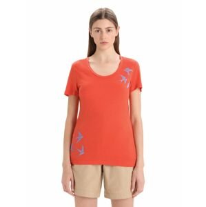 Dámské merino triko krátký rukáv ICEBREAKER Wmns Tech Lite II SS Scoop Tee Swarming Shapes, Vibrant Earth velikost: L