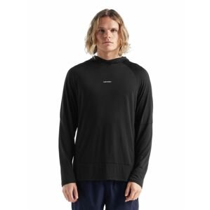 Pánská merino mikina, kapuce ICEBREAKER Mens Cool-Lite LS Hoodie, Black velikost: L