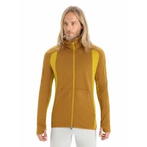 Pánská mikina s kapucí, zip ICEBREAKER Mens ZoneKnit™  LS Zip Hoodie, Clove/Silent Gold/Cb velikost: L