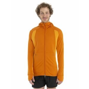 Pánská merino mikina s kapucí, zip ICEBREAKER Mens Merino Quantum ZoneKnit LS Zip Hoodie, Earth/Solar velikost: S