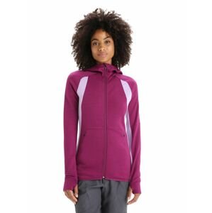 ICEBREAKER Wmns Merino Quantum ZoneKnit™ LS Zip Hoodie, Go Berry/Purple Haze velikost: XS