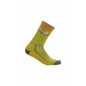 Pánské merino ponožky ICEBREAKER Mens Hike+ Medium Crew Sedimentary, Bio Lime/Loden/Solar velikost: 39-41,5 (S)