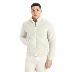 Pánská mikina, zip ICEBREAKER Mens RealFleece™ Sherpa LS Zip, Ecru Heather/Snow velikost: XXL