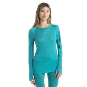 ICEBREAKER Wmns 125 ZoneKnit LS Crewe, Flux Green/Ether velikost: L