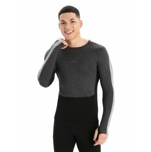 Pánské triko dlouhý rukáv ICEBREAKER Mens ZoneKnit™ 200 LS Crewe, Jet Heather/Black/Metro Heather/Cb velikost: XL