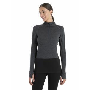 Dámské merino triko dlouhý rukáv, 1/2 zip ICEBREAKER Wmns Merino ZoneKnit 200 LS Half Zip, Jet Heather/Black/Metro H velikost: L