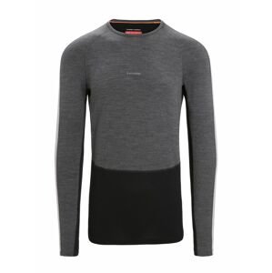 Pánské merino triko dlouhý rukáv ICEBREAKER Mens ZoneKnit 260 LS Crewe, Jet Heather/Black/Metro Heather velikost: L