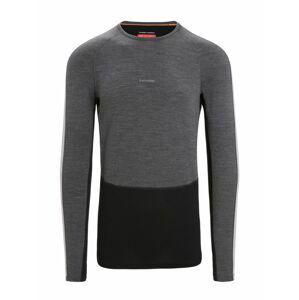 Pánské merino triko dlouhý rukáv ICEBREAKER Mens ZoneKnit 260 LS Crewe, Jet Heather/Black/Metro Heather velikost: XL