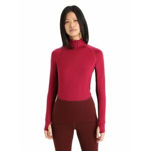 Dámské triko dlouhý rukáv ICEBREAKER Wmns ZoneKnit™ 260 LS Half Zip, Cherry/Espresso/Flash/Cb velikost: L