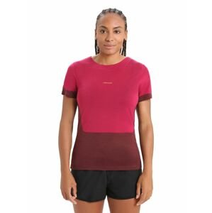 dámské triko krátký rukáv ICEBREAKER Wmns ZoneKnit SS Slit Back Tee, Cherry/Espresso velikost: M