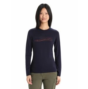 Dámské triko dlouhý rukáv ICEBREAKER Wmns 200 Oasis LS Crewe Ski Stripes, Midnight Navy velikost: S