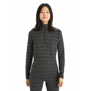 Dámské triko dlouhý rukáv ICEBREAKER Wmns 250 Vertex LS Half Zip Alpine Geo, Black/Snow/J velikost: S