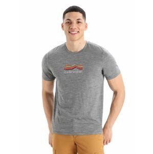 Pánské triko krátký rukáv ICEBREAKER Mens Tech Lite II SS Tee Mountain Geology, Gritstone Heather velikost: XL