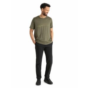 Pánské triko krátký rukáv ICEBREAKER Mens Tech Lite II SS Tee Ski Stripes, Loden velikost: XXL