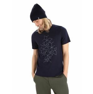 Pánské triko krátký rukáv ICEBREAKER Mens Tech Lite II SS Tee Snowflake, Midnight Navy velikost: L