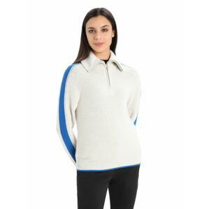 dámská mikina, zip ICEBREAKER Wmns Lodge LS Half Zip Sweater, Ecru HTHR/Lazurite velikost: S