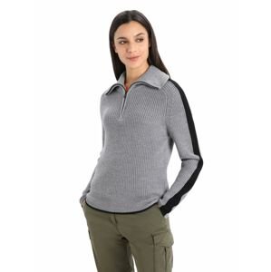 Dámská mikina, zip ICEBREAKER Wmns Lodge LS Half Zip Sweater, Gritstone Heather/Black velikost: L