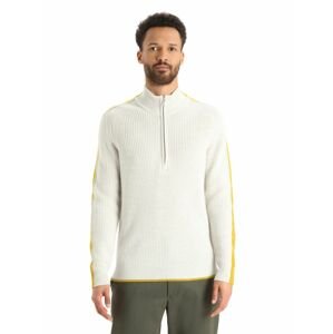 pánská mikina, zip ICEBREAKER Mens Lodge LS Half Zip Sweater, Ecru HTHR/Silent Gold velikost: L