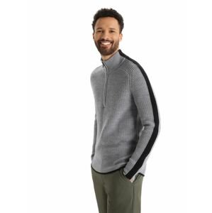 Pánská mikina, zip ICEBREAKER Mens Lodge LS Half Zip Sweater, Gritstone Heather/Black velikost: XXL