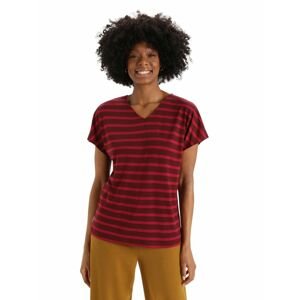 Dámské triko krátký rukáv ICEBREAKER Wmns Drayden Reversible SS Top Stripe, Espresso/Cherry/S velikost: M